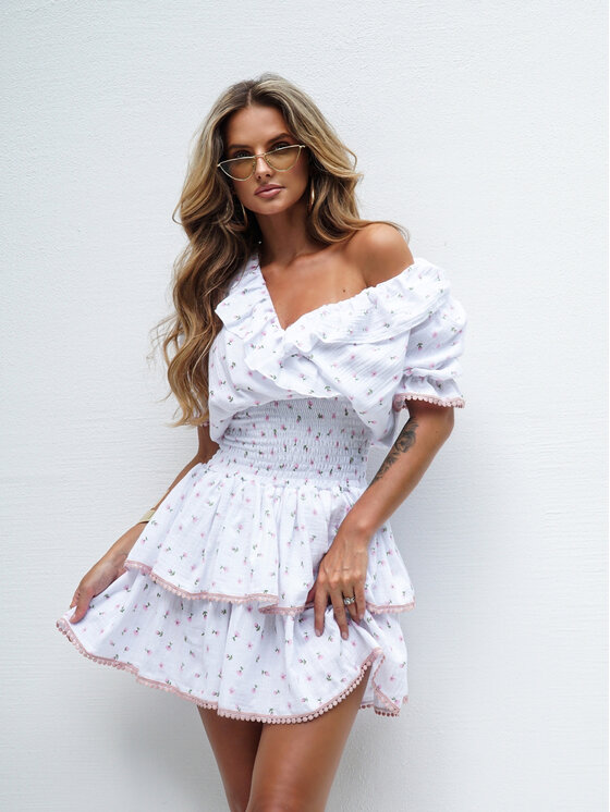 LilaLou LilaLou Sukienka letnia Nana Biały Regular Fit