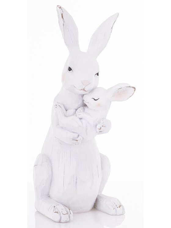 MIAhome MIAhome Figurka króliczka z malcem w objęciach Biały