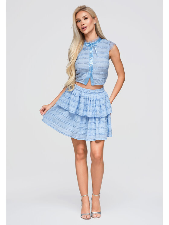 Ombre Ombre Spódnica mini OW-GL-E0014 Niebieski Slim Fit