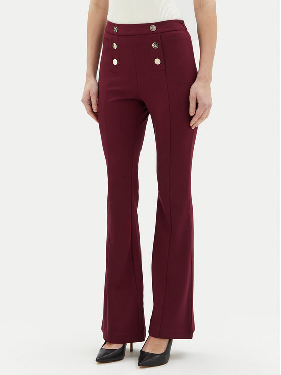 Motivi Bavlnené nohavice P040Q003468N Bordová Flare Fit
