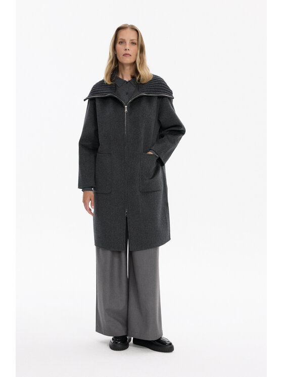 Deni Cler Milano Deni Cler Milano Płaszcz przejściowy T-DC-8069-F5-90-88-1 Szary Regular Fit