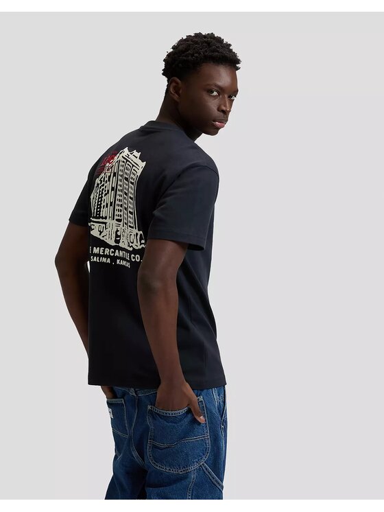 Lee Lee T-Shirt WW BUILDING TEE Niebieski Relaxed Fit