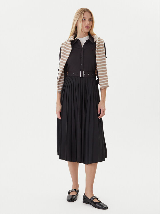 Tommy Hilfiger Tommy Hilfiger Φόρεμα πουκάμισο WW0WW48398 Μαύρο Regular Fit