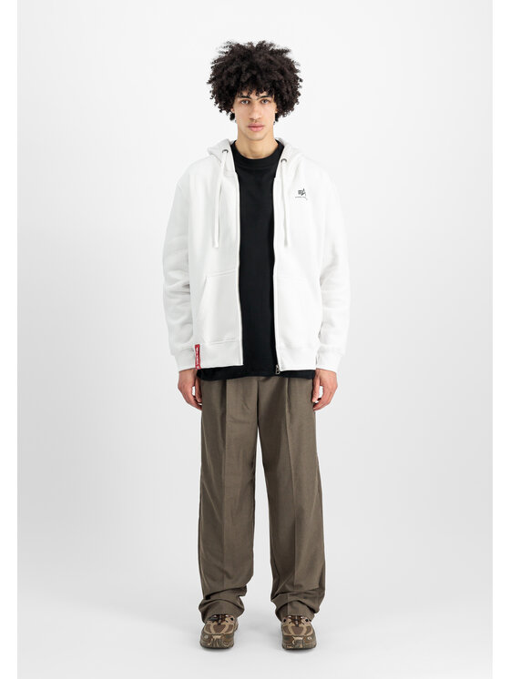 Alpha Industries Alpha Industries Mikina Basic Small Logo Zip Hoodie Biela Regular Fit