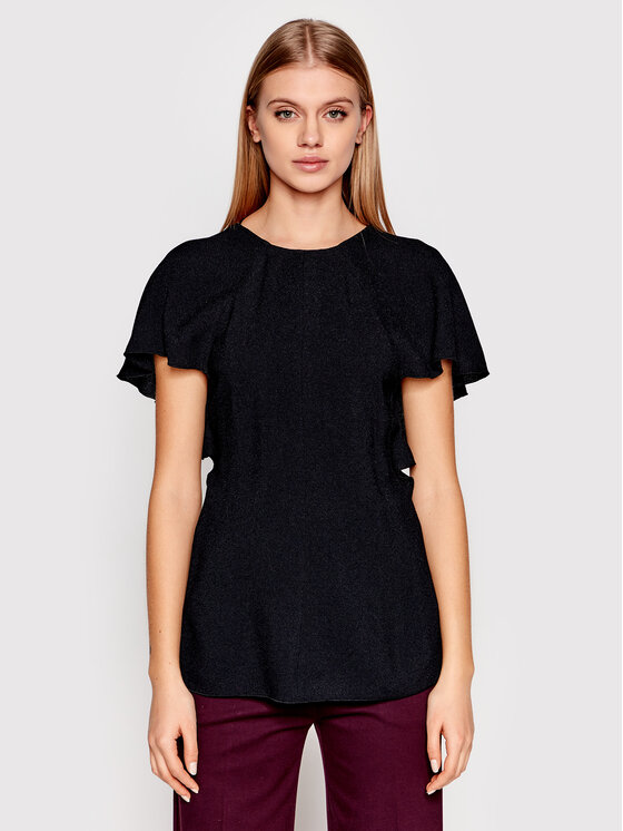 Victoria Victoria Beckham Blúzka Drape 1122WTP003178A Čierna Regular Fit