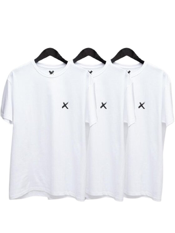 Point X Point X Komplet 3 t-shirtów Zestaw 3 T-Shirtów Męskich Białych Point X Mini X L Biały Regular Fit