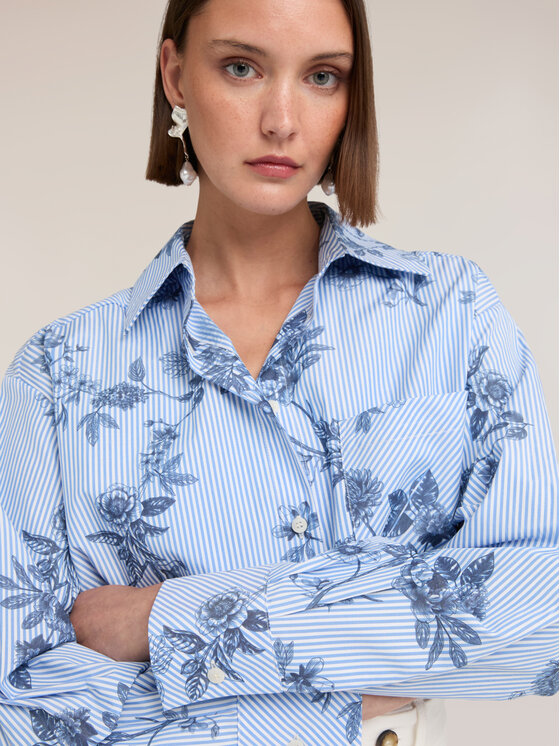 Motivi Motivi Camicia 5095Q001026N0R4 Turchese Over Fit