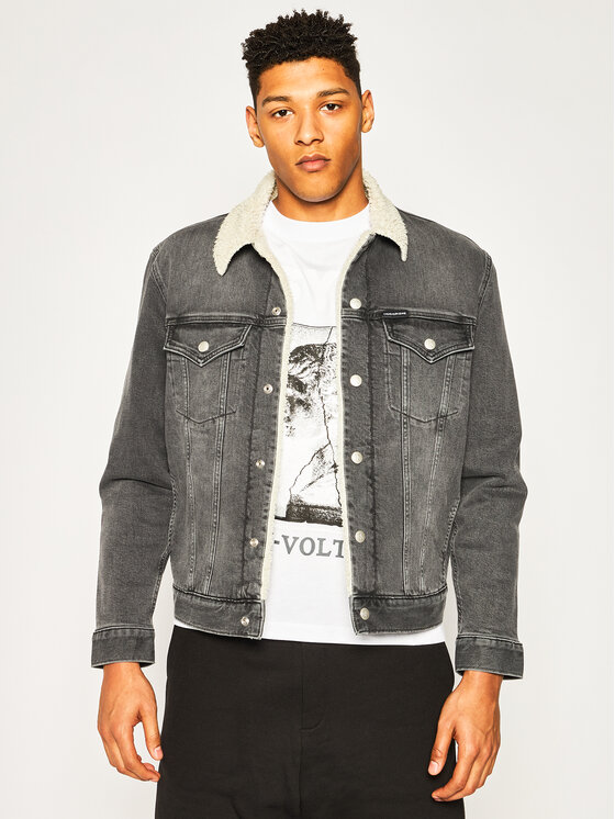 Calvin Klein Jeans Džinsinė striukė J30J314387 Pilka Regular Fit • Modivo.lt