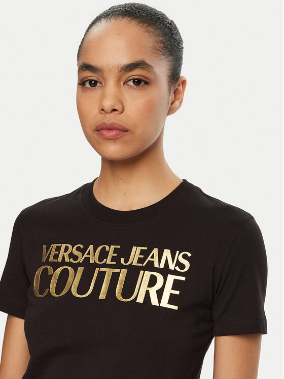 Versace Jeans Couture Versace Jeans Couture T-shirt 78HAHT01 Crna Regular Fit