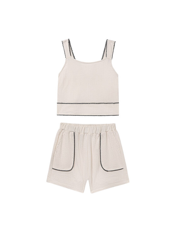 Mayoral Mayoral Completo top e pantaloncini di tessuto 6213 Beige Regular Fit