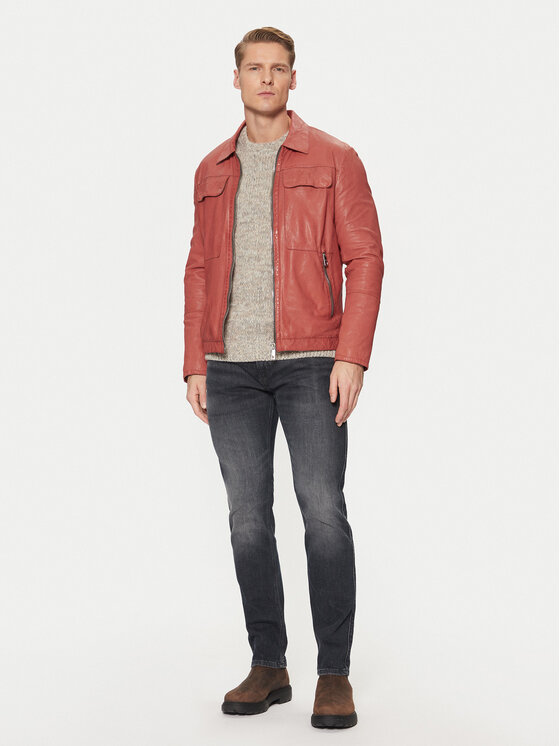 Milestone Milestone Шкіряна куртка Boston 511099 60605 Червоний Regular Fit