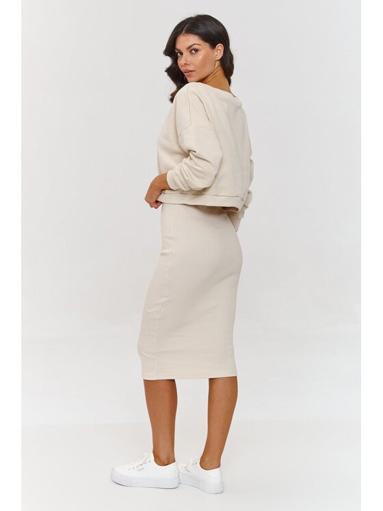 Makadamia Makadamia Komplet bluza i sukienka A10 Beżowy Regular Fit