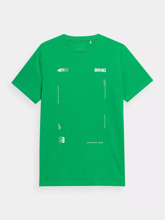 4F 4F T-Shirt 4FSS23TTSHM311-41S Zielony Regular Fit
