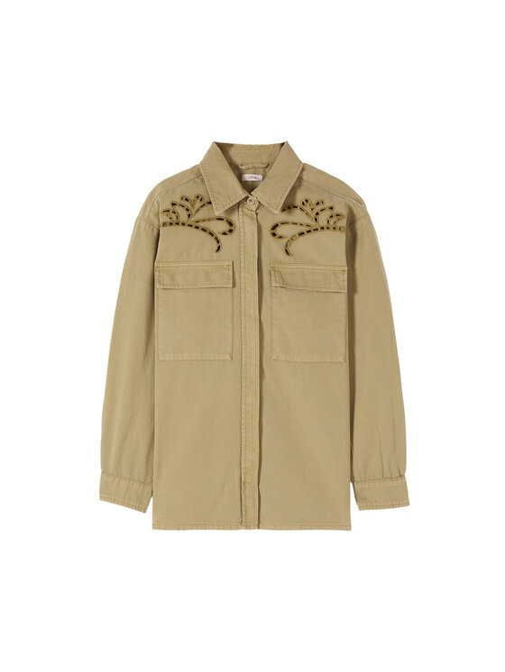 Oltre Oltre Koszula 5052J000878N035 Zielony Baggy Fit