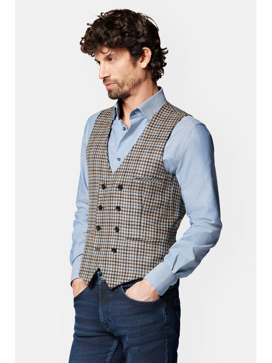 Lancerto Lancerto Kamizelka Flora 2 KA099222000001 Brązowy Slim Fit