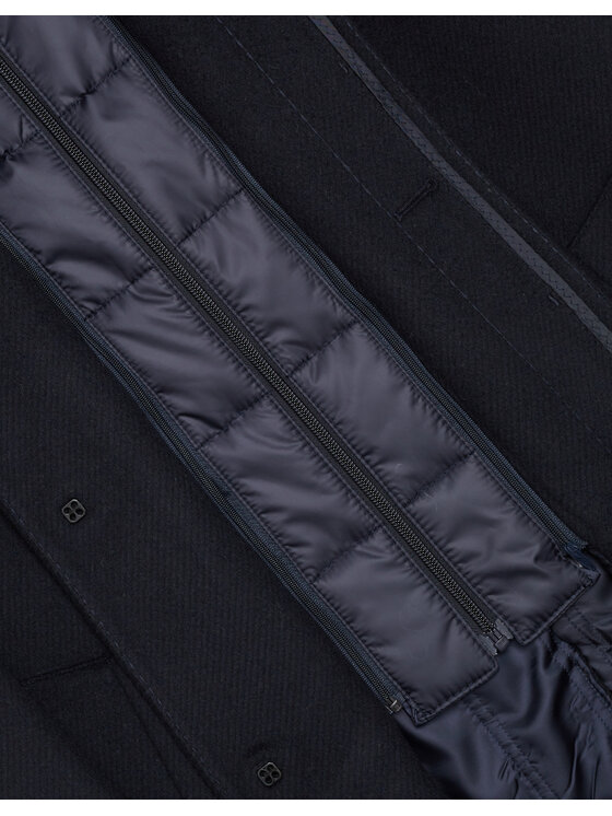 Borgio Borgio Płaszcz wełniany sferro Granatowy Slim Fit