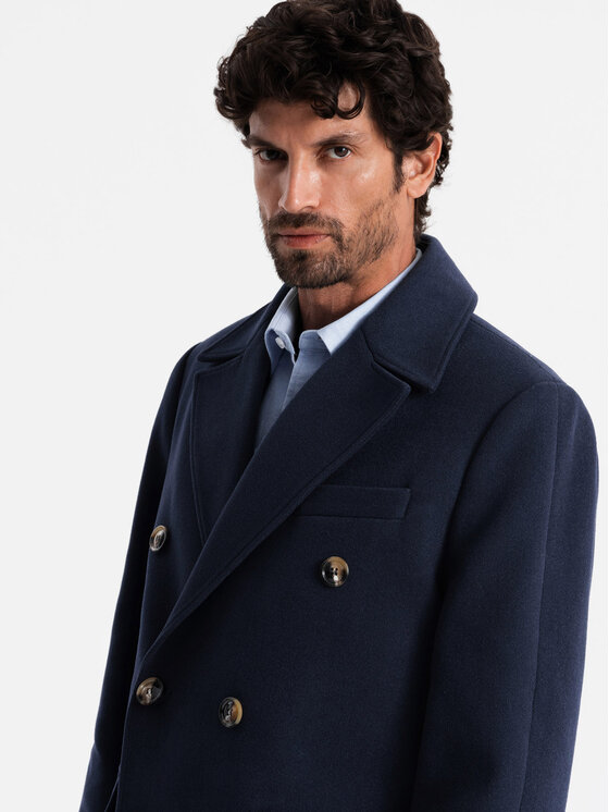 Ombre Ombre Kabát pro přechodné období OM-COWC-0109 Tmavomodrá Regular Fit