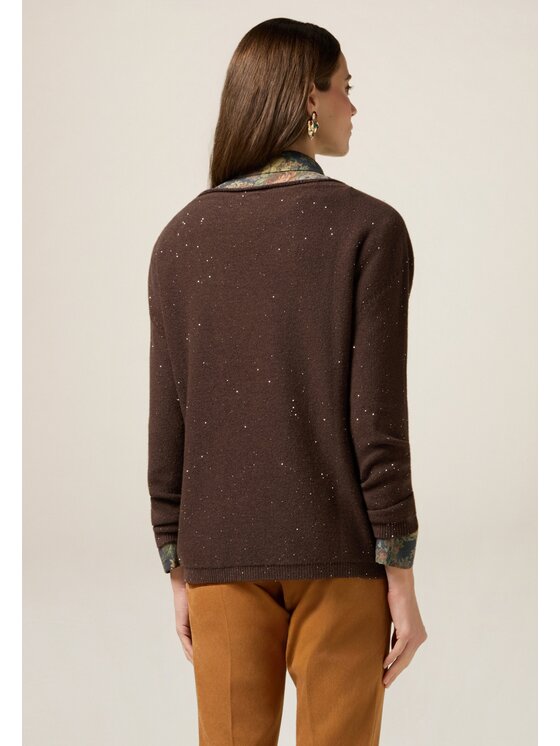 Oltre Oltre Cardigan M128E002128N022 Marrone Regular Fit