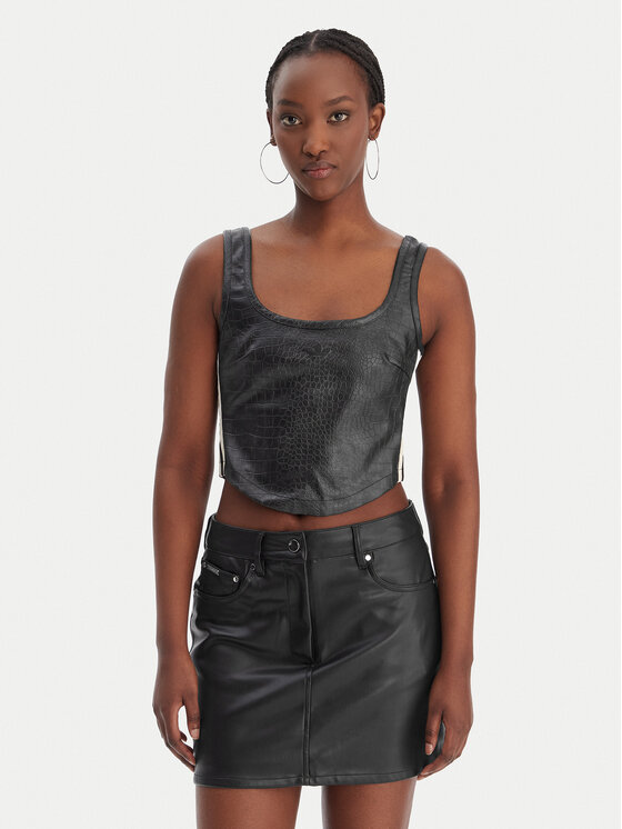 adidas adidas Marškinėliai Pleather KE5041 Juoda Slim Fit