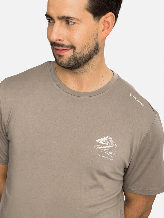 Viking Viking Koszulka techniczna Lenta Bamboo Light Man Beżowy Regular Fit