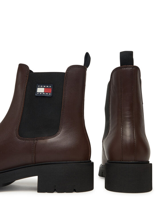 Tommy Jeans Tommy Jeans Боти тип челси Tjw Chelsea Leather Boot EN0EN02825 Кафяв