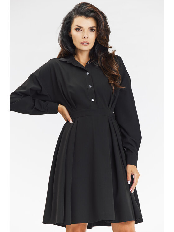 Awama Awama Večerní šaty A668 Černá Basic Fit