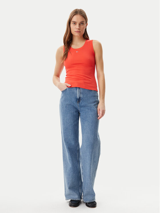 Tommy Jeans Tommy Jeans Felső Essential DW0DW20673 Narancssárga Slim Fit