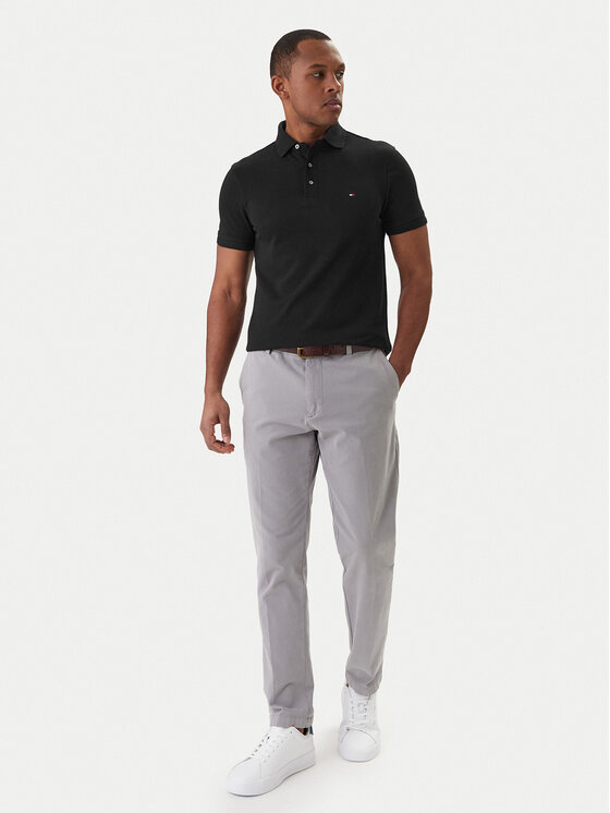 Tommy Hilfiger Tommy Hilfiger Тениска с яка и копчета 1985 MW0MW17771 Черен Slim Fit