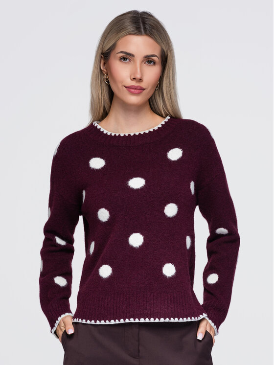 Ombre Ombre Sweter OW-SW-E0021 Bordowy Regular Fit