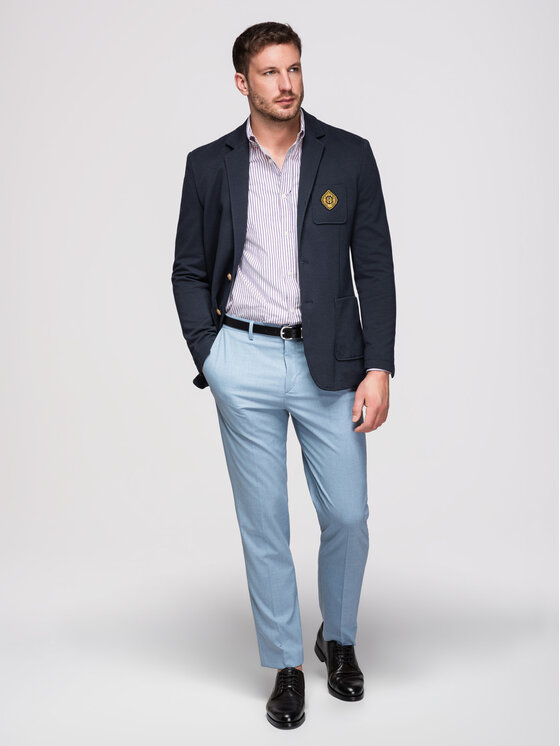 Ombre Ombre Marynarka OM-BLZB-0166 Granatowy Slim Fit