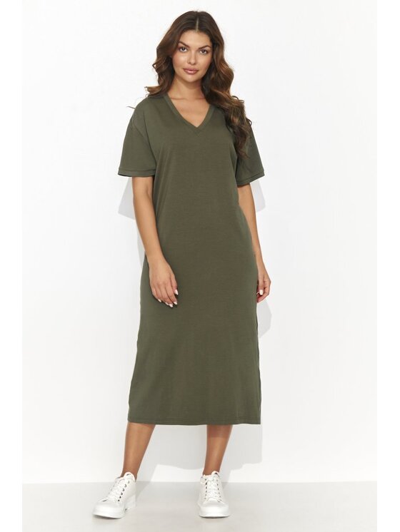 Numinou Numinou Sukienka codzienna NU467 Khaki Comfortable Fit