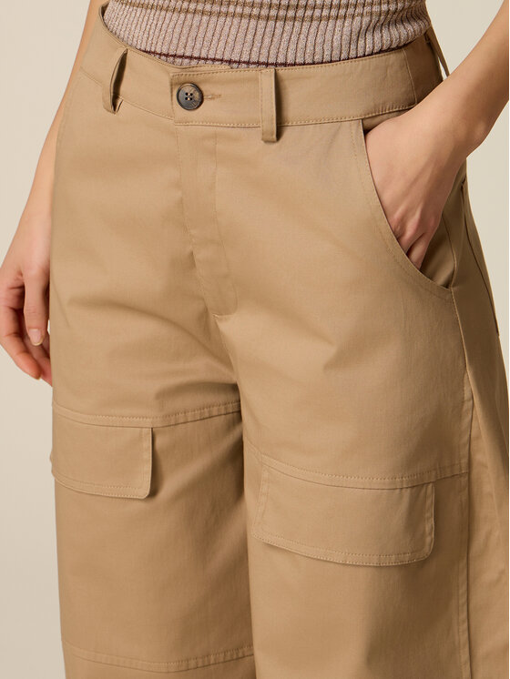 Oltre Oltre Pantaloni di tessuto P025R009528N012 Crema Baggy Fit