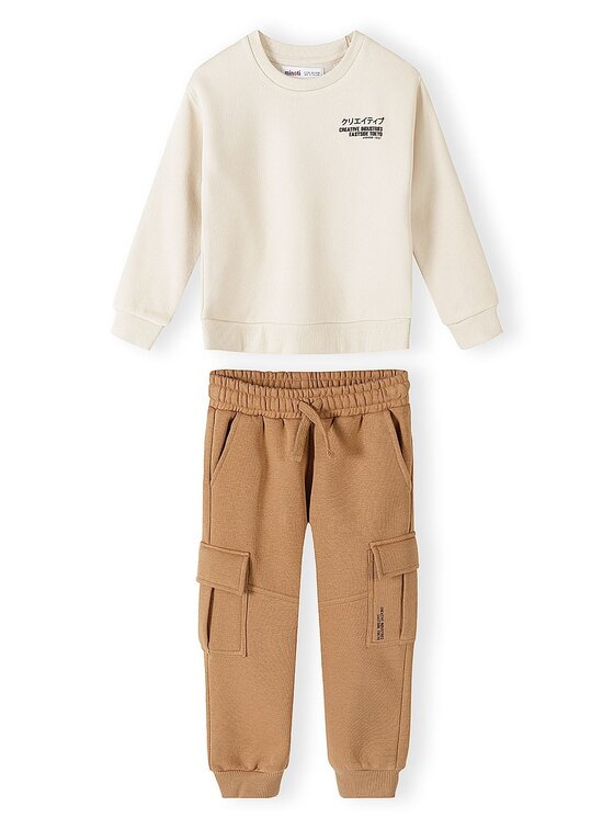 minoti minoti Komplet dresowy 33FLEECE220 Kremowy Cargo Fit