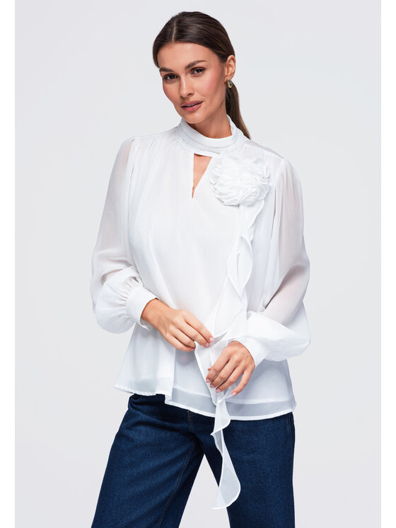 Ombre Ombre Bluzka OW-TS-E0085 Biały Reglan Fit