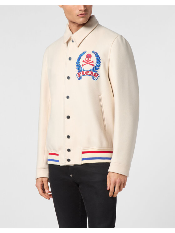 PHILIPP PLEIN PHILIPP PLEIN Kurtka bomber 11459 Biały Regular Fit