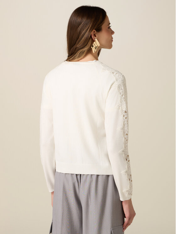 Oltre Oltre Sweter M032J005334N021 Biały Regular Fit