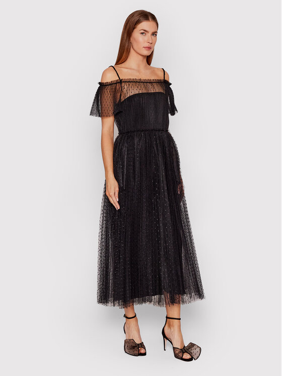 Red Valentino Red Valentino Koktejlové šaty XR0VAEA5 Černá Regular Fit