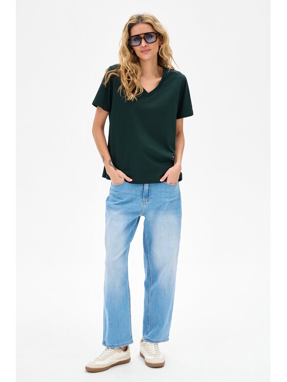 blue shadow blue shadow T-Shirt Mango Zielony Regular Fit