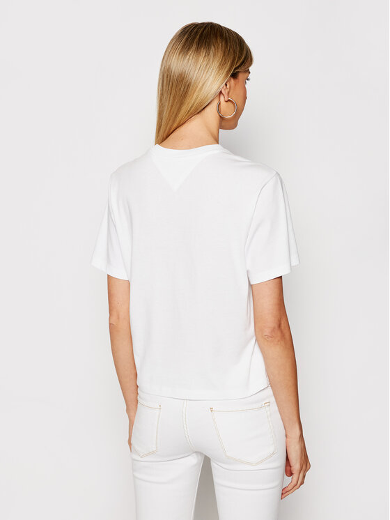 Tommy Jeans Tommy Jeans T-shirt Linear Logo DW0DW10057 Bijela Cropped Fit