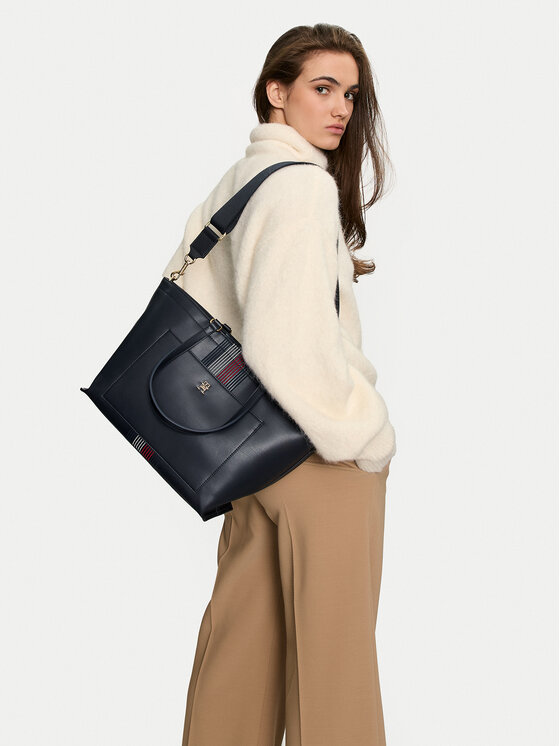 Tommy Hilfiger Tommy Hilfiger Torebka Distinct Tote Corp AW0AW16704 Granatowy