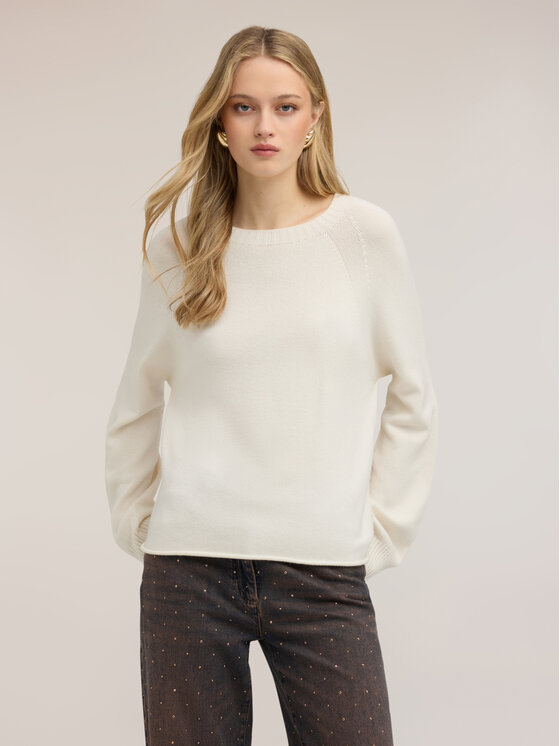 Motivi Motivi Sweter M342E002401N011 Biały Regular Fit