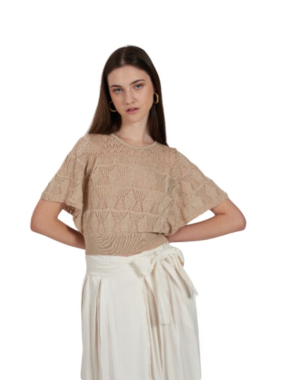 Yes Zee T-shirt Maglia donna Beige Regular Fit