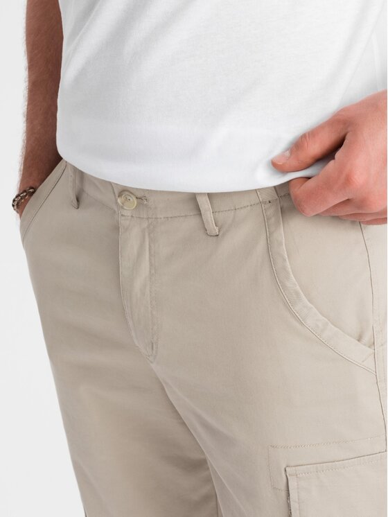 Ombre Ombre Szorty materiałowe OM-SRCG-0133 Beżowy Cargo Fit