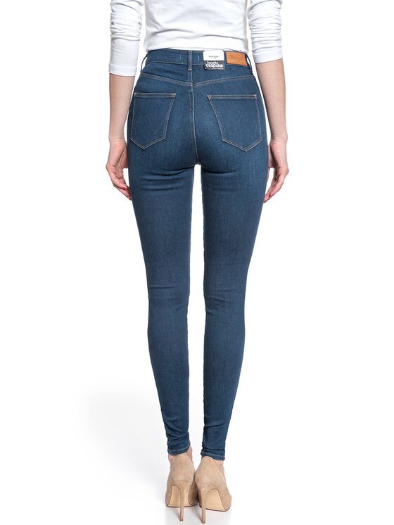 Wrangler Wrangler Jeansy SUPER HIGH SKINNY Niebieski Skinny Fit