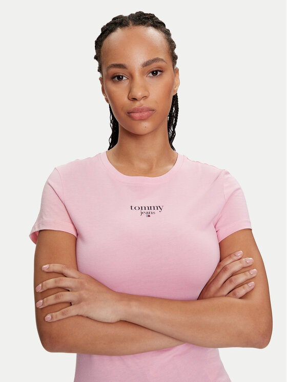 Tommy Jeans T Shirt Essential DW0DW18397 Rosa Slim Fit Modivo