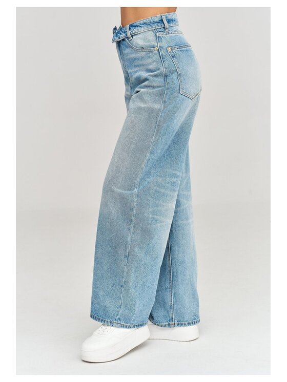 Makadamia Makadamia Jeansy C101 Niebieski Loose Fit