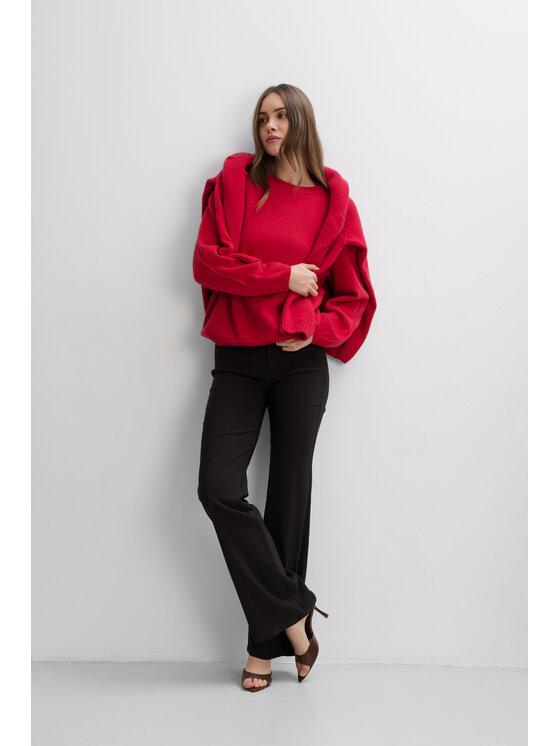 Fobya Fobya Sweter F2100 Czerwony Basic Fit
