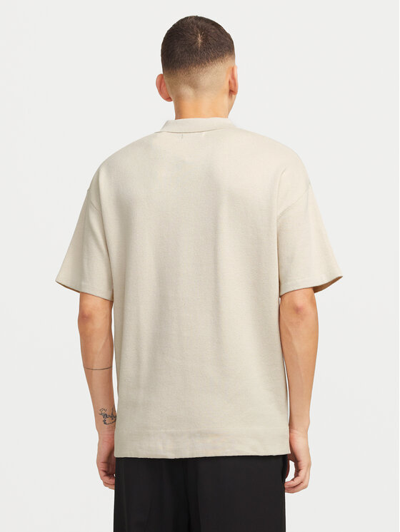 Jack&Jones Jack&Jones Тениска с яка и копчета Troy 12269617 Бежов Relaxed Fit
