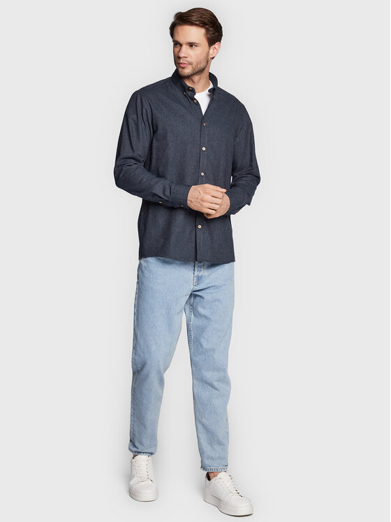 Solid Solid Camicia Pete 21107465 Blu scuro Regular Fit