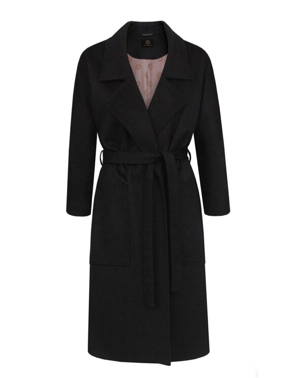 Entelier Entelier Płaszcz zimowy oversize Czarny Comfortable Fit